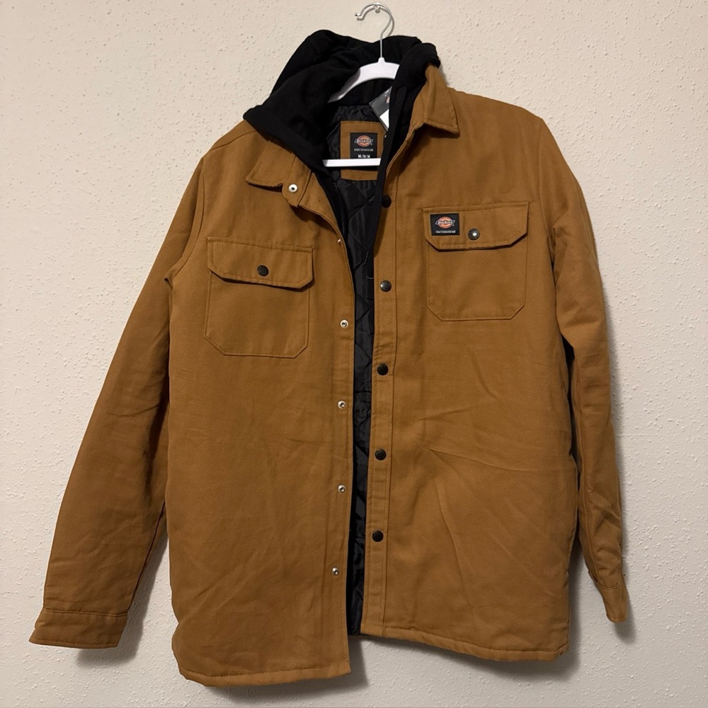 Dickies Skateboarding - Shirt Jacket with Fleece Hood – Brown Duck Medium New